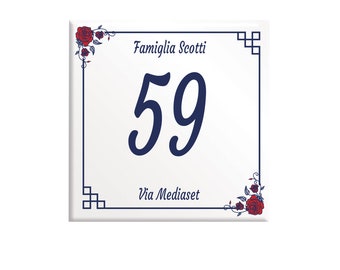 House number Personalized villa plaque tile 15 x 15 cm with your writing C31