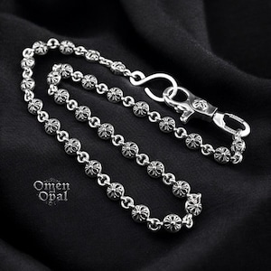 Cadena para billetera CH Ball con gancho en forma de S, cadena para billetera con cruz punk hecha a mano de CH, cadena gótica para vaqueros de motociclista de CH, cadena para bolso estilo hip hop retro, regalo alternativo unisex