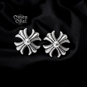 正規品 CHROME HEARTS CROW STUD EARRING Chrome Hearts Silver Diamonds Cross Earring Stud - SRM