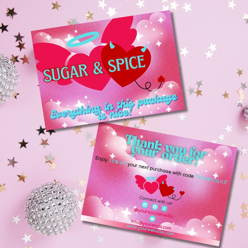Y2K Thank You Card Template for Small Business, Pink Editable Canva ...