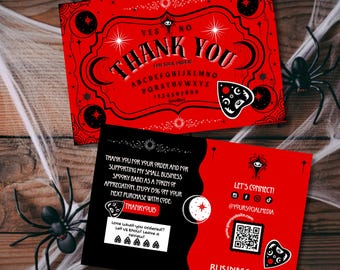 Ouija Board Thank You Card Template: Gothic Business Insert (DIY Canva, PDF File)