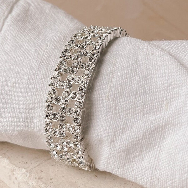 Monet Silver and Clear Crystal Flexible Bracelet