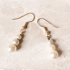 Triple pearl earrings