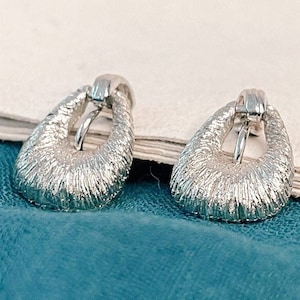 Silver Etched Door Knocker Earrings