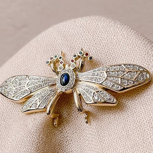 CIRO Gold Clear and Pink Crystal Butterfly Brooch