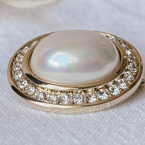 Attwood and Sawyer Gold Kristall und Perle Oval Brosche