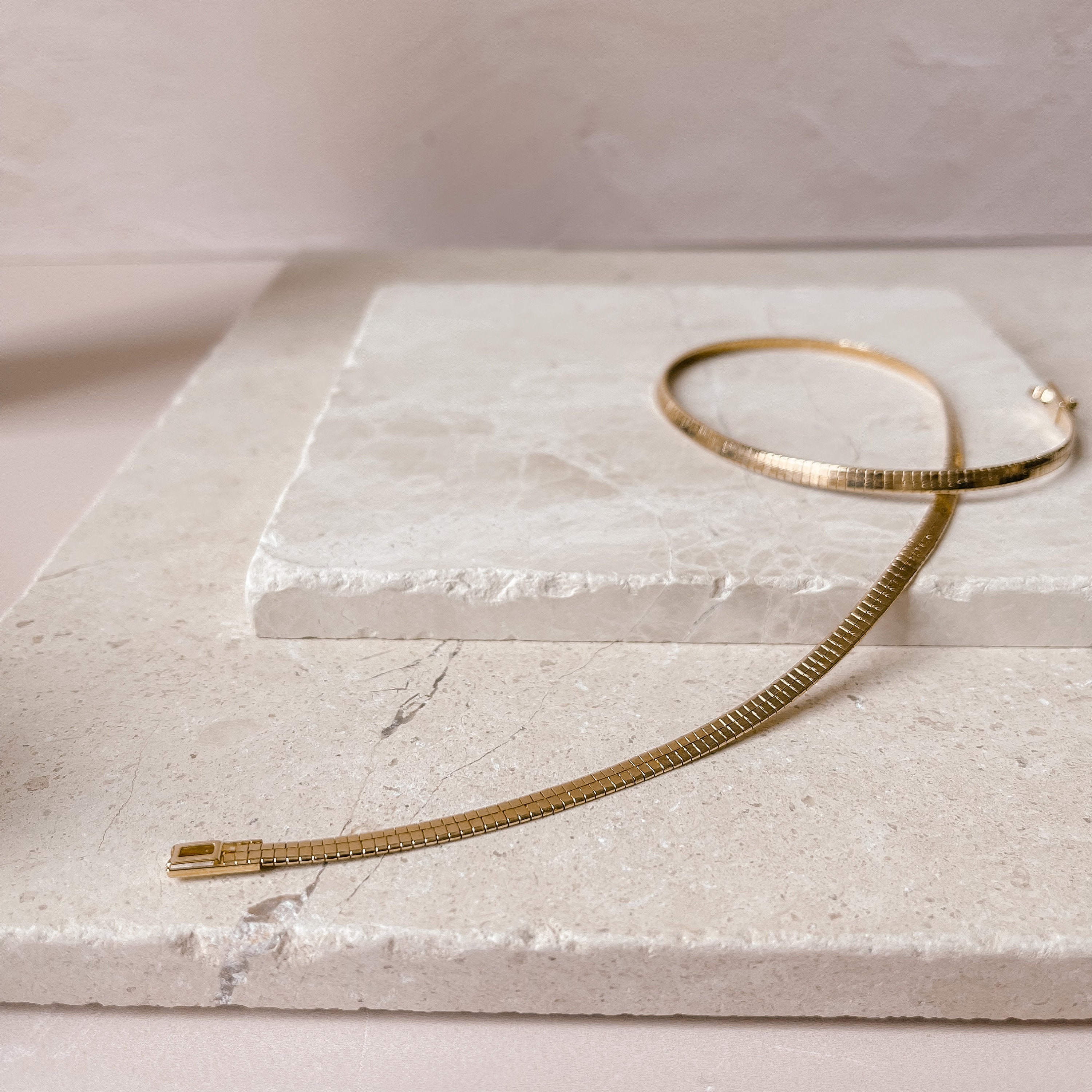 Omega Gold Chain Choker Necklace Etsy