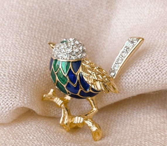 Broche Vintage Colibri Attwood & Sawyer Avec Améthyste - Occasion - Bijou Ancien En Argenté - Pièce De Collection