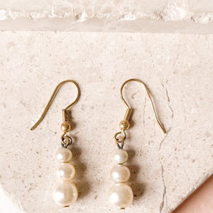 Triple pearl earrings