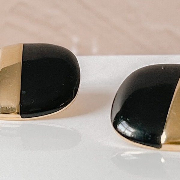 Monet Gold and Black Square Earrings