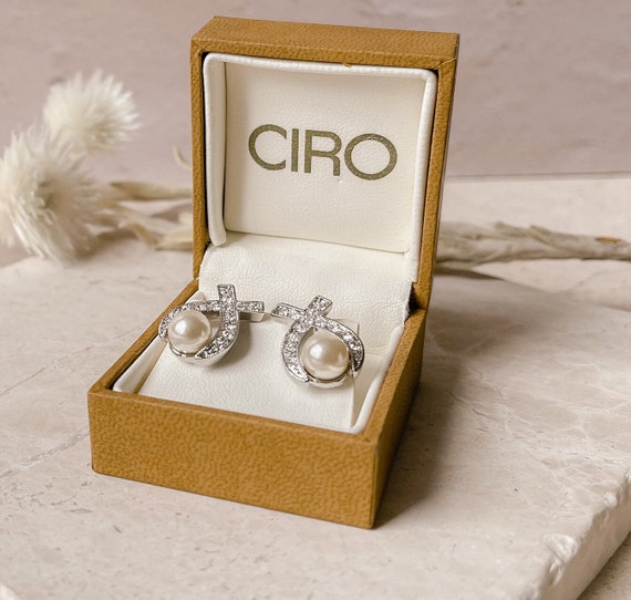 CIRO Silver, Crystals and Pearl Earrings - image 3