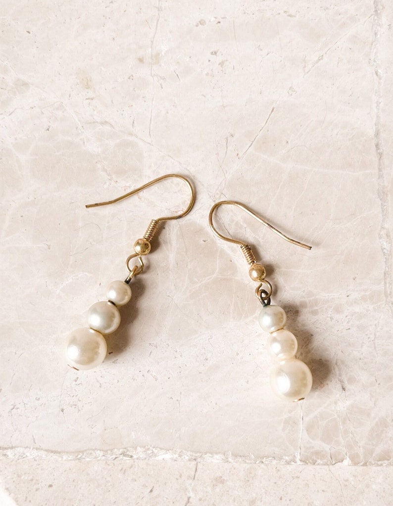 Triple pearl earrings