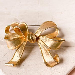 Statement Gold Ribbon Bow Brooch