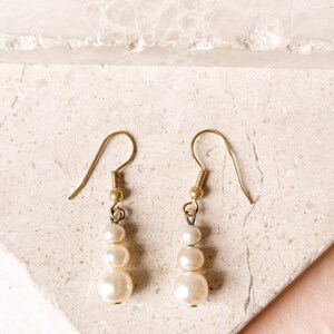 Triple pearl earrings