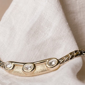 Attwood and Sawyer Gold Snake Chain with Three Crystal Centrepiece