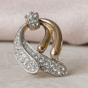 Attwood and Sawyer Gold und Kristall zierliche Twist Brosche