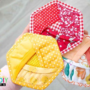 PDF pattern and video tutorial for Hexagonal Coaster in English, French & German