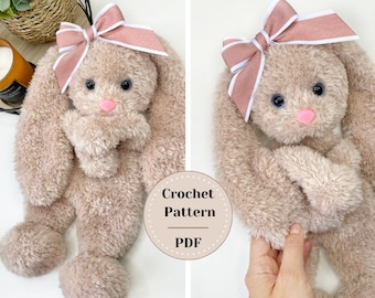 Crochet cute Comforter bunny PATTERN in English. Amigurumi plush rabbit animal toy PDF. Amigurumi stuff toys tutorial.
