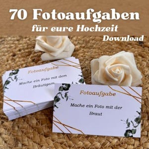 Fotoaufgaben Hochzeit 70 Stück + Blanko als PDF zum Ausdrucken