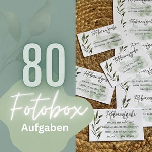 Fotoboxaufgaben Hochzeit 80 Stück + Blanko als PDF zum Ausdrucken