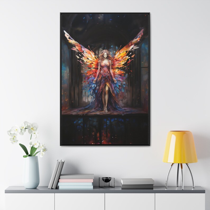 Abstract Fairy Canvas Wall Art Beautiful Fairy Art Stained Glass Wings Art Woodland Sprite Art Fairy Gift Idea Fairy Home Decor Gift for Her image 7