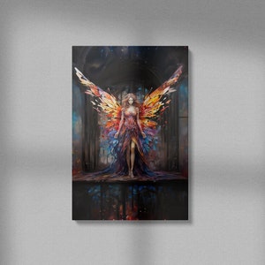 Abstract Fairy Canvas Wall Art Beautiful Fairy Art Stained Glass Wings Art Woodland Sprite Art Fairy Gift Idea Fairy Home Decor Gift for Her image 9