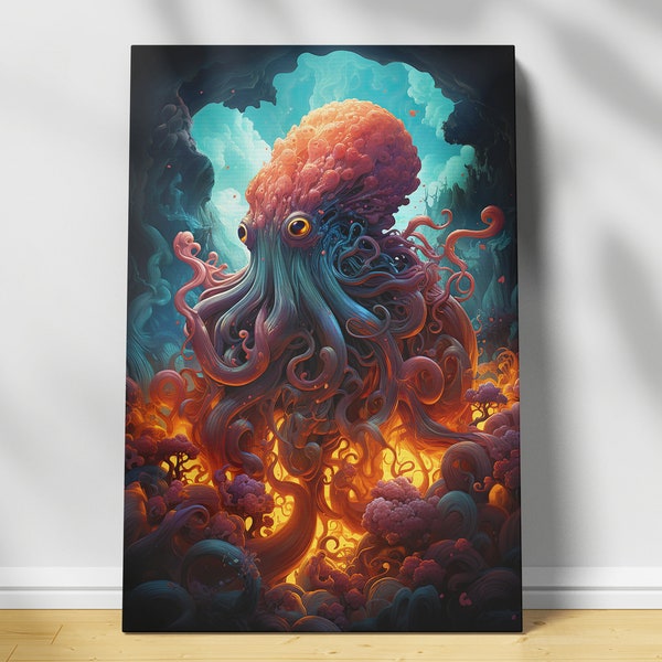 Abstract Octopus Canvas Art Octopus Home Decor Monster Octopus Art Tentacle Octopus Decor Sea Creatures Art Octopus Gift Housewarming Decor