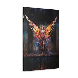Abstract Fairy Canvas Wall Art Beautiful Fairy Art Stained Glass Wings Art Woodland Sprite Art Fairy Gift Idea Fairy Home Decor Gift for Her image 5