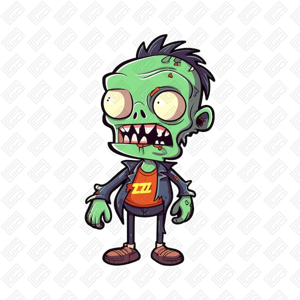 Zombie PNG SVG Classic Cartoon Zombie Downloadable Image Zombie Printable Undead Zombie Download Unique Cool Zombie Art Zombie Gift Ideas