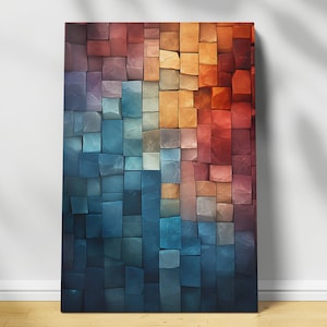 Abstract Mosaic Canvas Art Abstract Home Decor Colorful Wall Art Modern Abstract Decor Simple Living Room Art Housewarming Decor Gift Idea