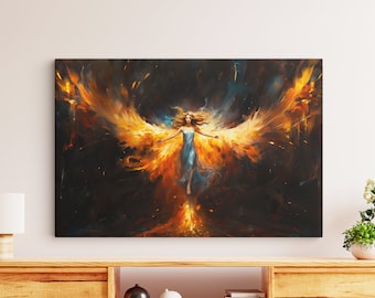 Fiery Soul of a Woman Canvas Art Woman on Fire Art Powerful Female Art Empowering Women Art Inspirational Gift for Women Unique Gift for Her
