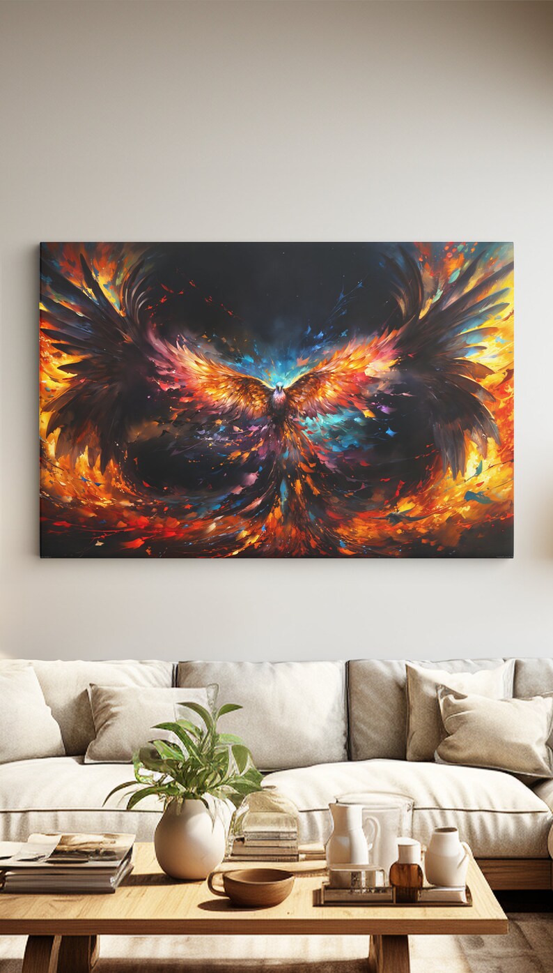 Phoenix Canvas Wall Art Powerful Abstract Phoenix Art Rebirth Renewal