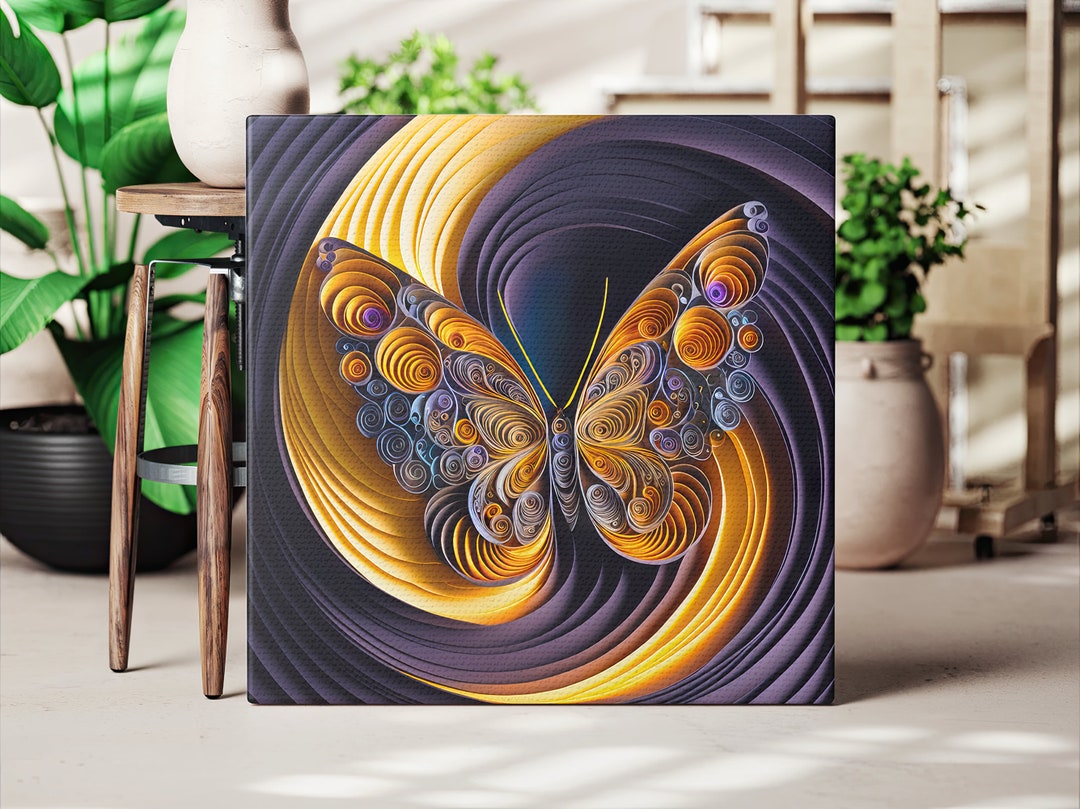 Butterfly Canvas Wall Art Abstract Butterfly Decor Purple Butterfly