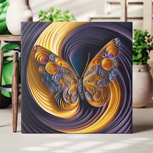 Butterfly Canvas Wall Art Abstract Butterfly Decor Purple Butterfly Wall Hanging Yellow Butterfly Wings Canvas Unique Butterfly Gift for Her