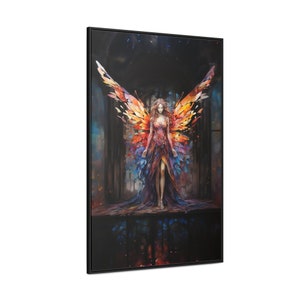 Abstract Fairy Canvas Wall Art Beautiful Fairy Art Stained Glass Wings Art Woodland Sprite Art Fairy Gift Idea Fairy Home Decor Gift for Her image 6