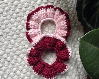 10 *Bubblegum* Pink Crochet Hair Scrunchies Set Bubble Gum Pink Crochet Scrunchie – Soft Pastel Hair Tie  main image 4