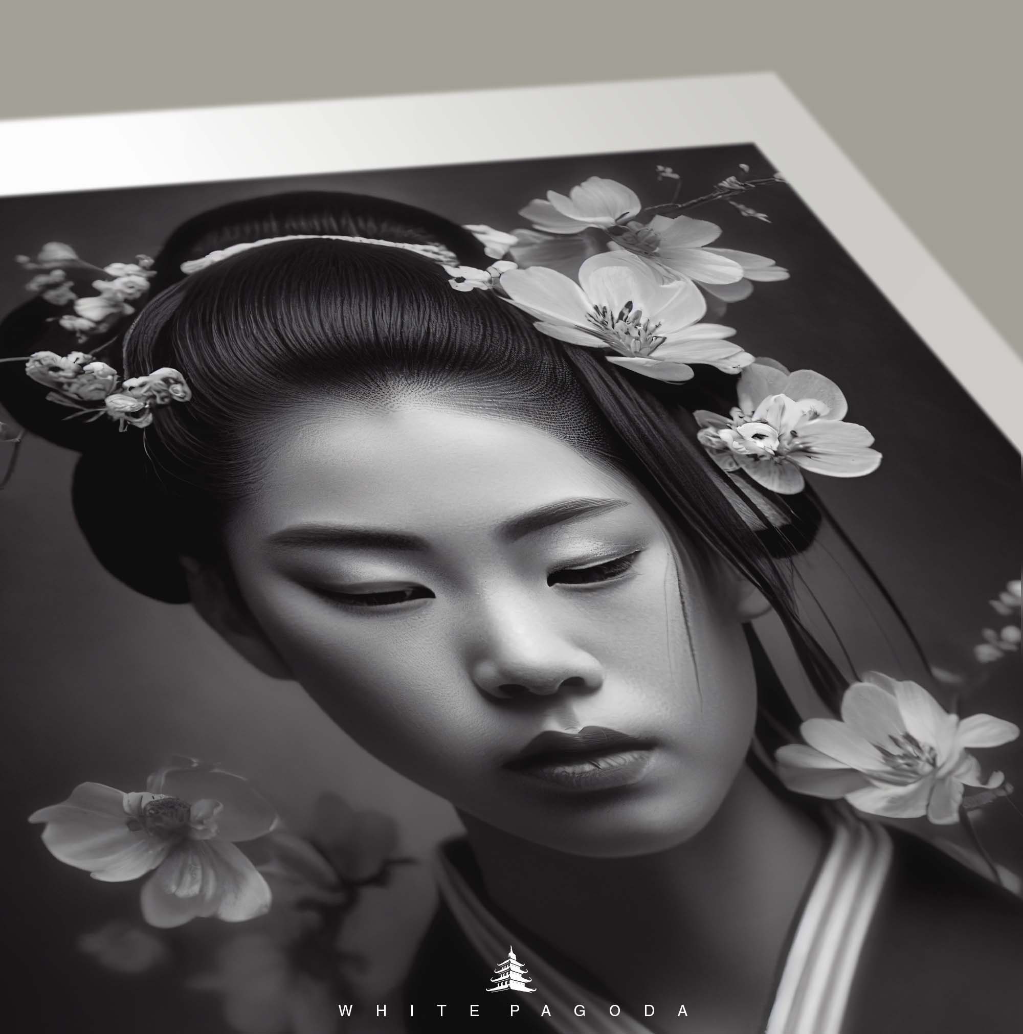 Japanese Geisha Black and White Portrait Wall Art #04, Stylish ...
