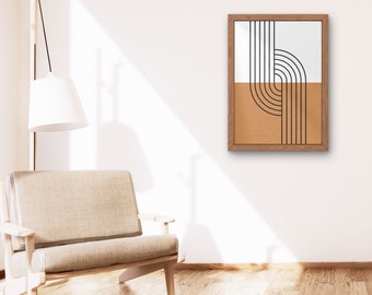 Orange Boho Mid Century Modern Wall Art Print Digital Download | Neutral Minimalist Geometric Abstract Gallery Art Prints