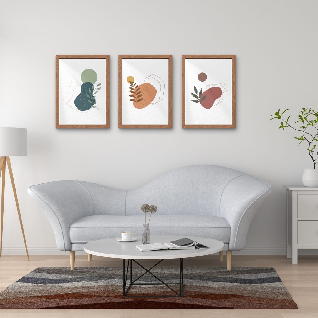 Mid Century Modern Boho Wall Art Print Digital Download SET OF 3 ...