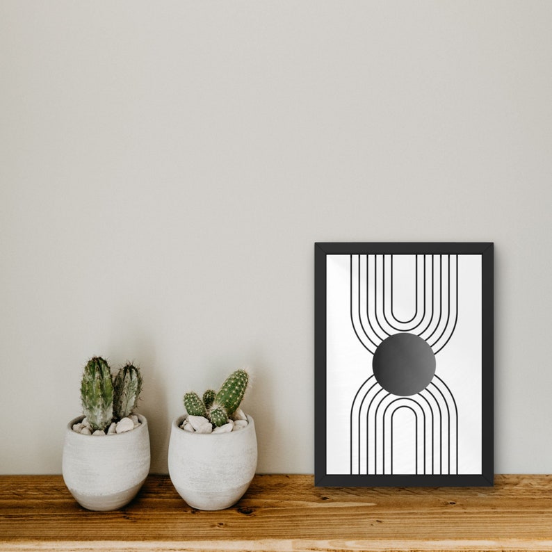 Minimalist Boho Wall Art Print Digital Download | Black & White Mid ...