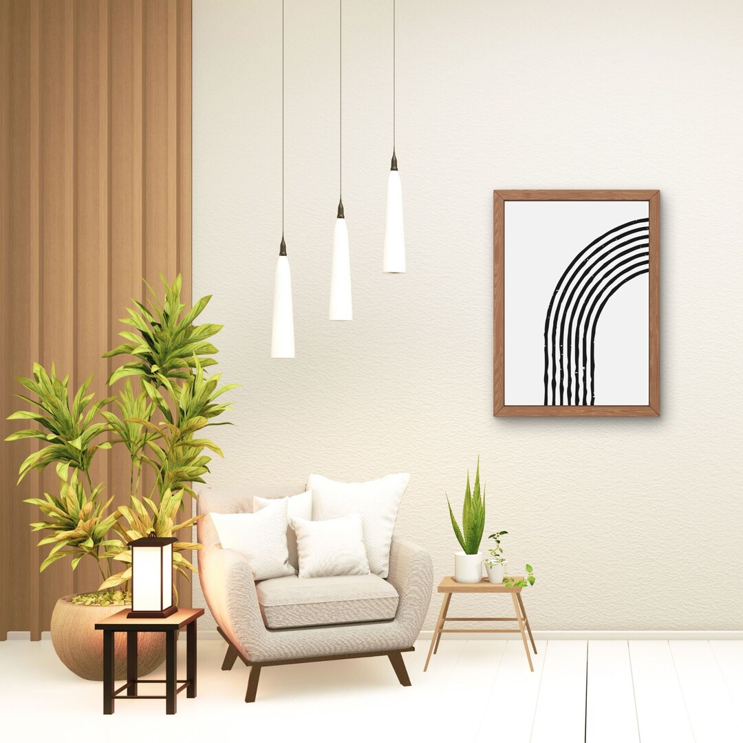Mid Century Modern Wall Art Print Digital Download | Black & White ...