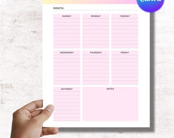 Wöchentliche To Do Liste Printable - Bearbeitbarer Planer - Digitaler Download