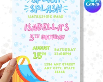Bearbeitbare Wasserschiebefolie Geburtstagseinladung - Digital Geburtstag einladen - Sofort Download