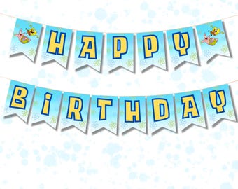 Schwamm Geburtstagsbanner - Digitaler Download - 5 IN X 7 IN - Druckbereit - Png / Pdf / Jpg / Svg Dateien