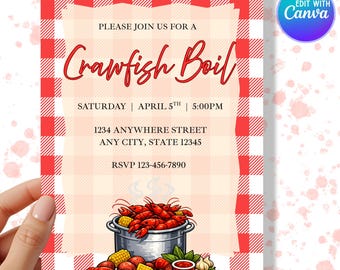 Bearbeitbares Crawfish Boil Einladung - Digitale Einladung - Sofortiger Download