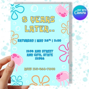 Editable Sponge Birthday Invitation - Cartoon Under the Sea - Digital Birthday Invite - Instant Download