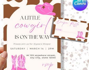 Editierbare Western Baby Shower Invite & Windel Verlosung