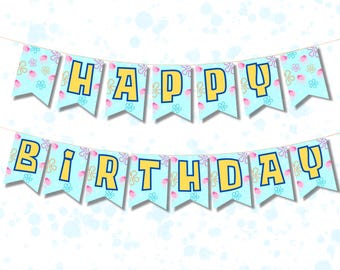Schwamm Geburtstagsbanner - Digitaler Download - 5 IN X 7 IN - Druckbereit - Png / Pdf / Jpg / Svg Dateien