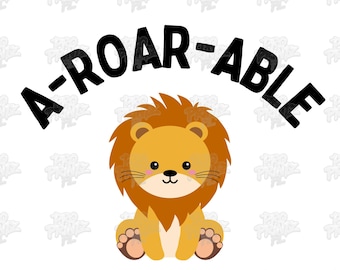 A-Roar-Able PNG / SVG / JPG-Dateien, süßer Baby-Body, digitaler Download, druckfertiges Design