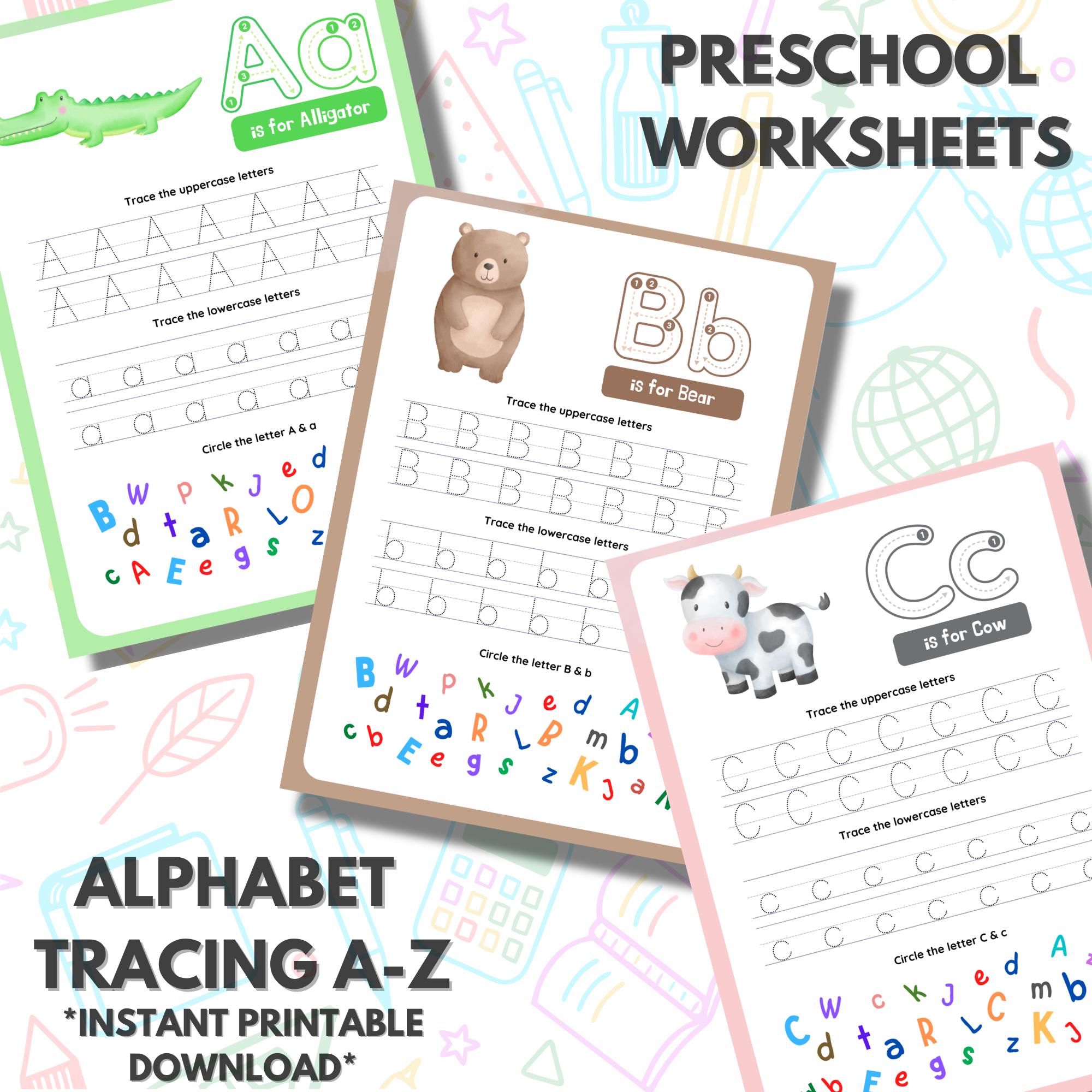 Preschool Alphabet Tracing/learning Worksheets - Printable - Instant ...